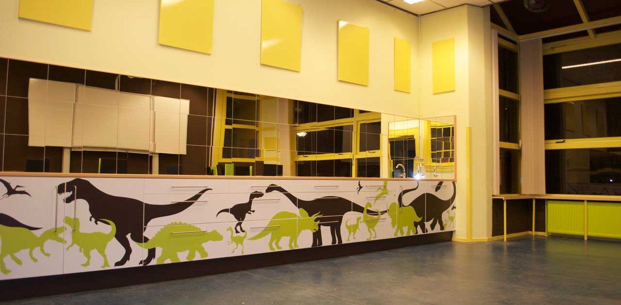 Schoollokaal Groningen Dino klas inrichting Bekenkampschool, Groningen